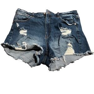 Kendall + Kylie Women’s High Waist Distressed Cut Off Denim Shorts Size 13/31